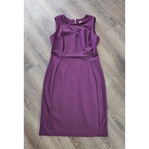 Calvin Klein Scuba Sheath Dress Women's Size 6 Sleeveless Aubergine